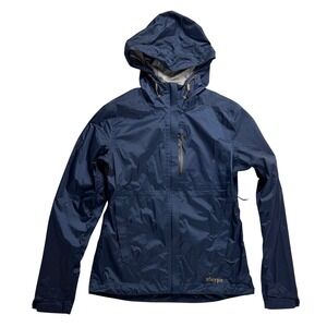 Sherpa Adventure Gear Womens XS Navy Blue Ripstop Hooded Rain Jacket Shell